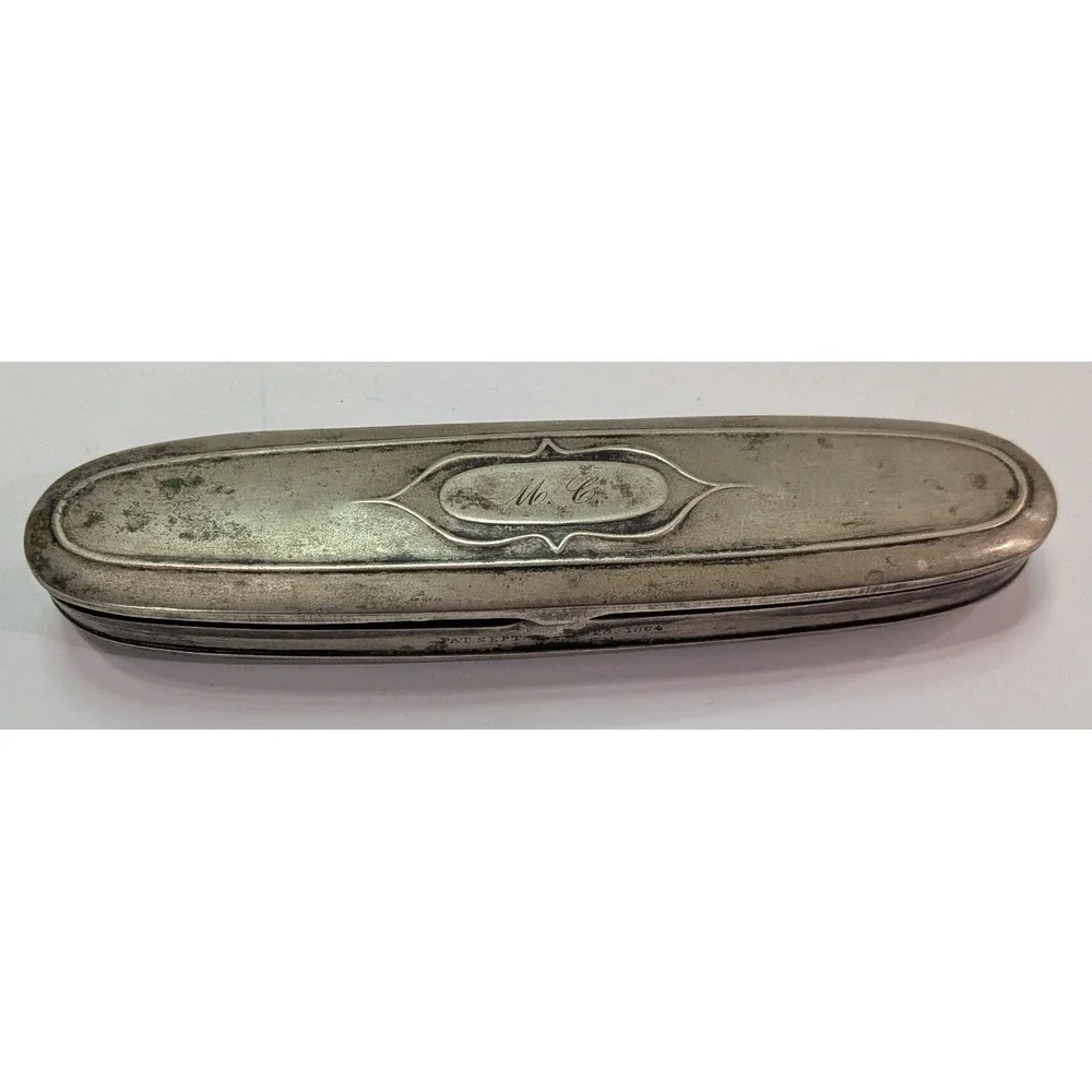 Bausch & Lomb Antique Spectacles Case Unisex  Silver Fair 1864 Patent Civil War